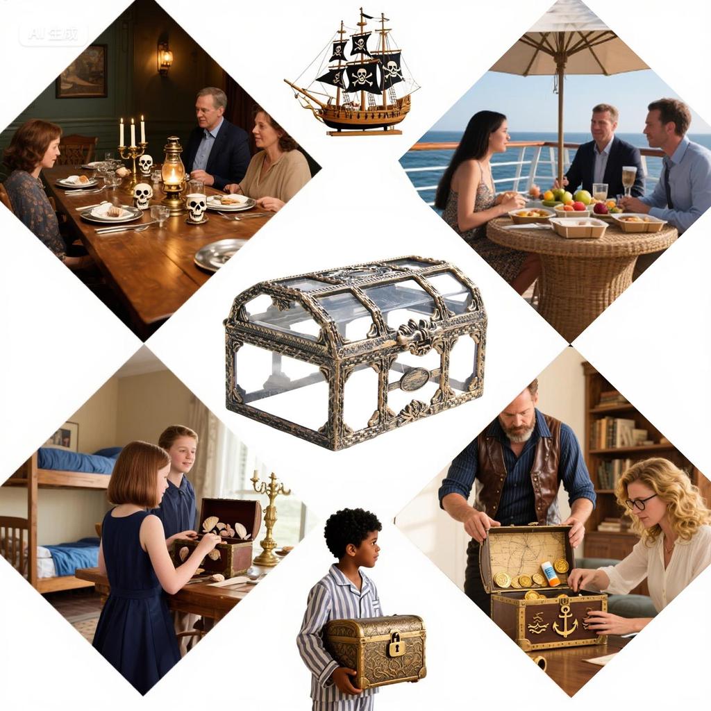 1PC Plastic Transparent Pirate Treasure Box Crystal Gem Jewelry Box Storage Organizer Chest Treasure for Trinket Versatile Box