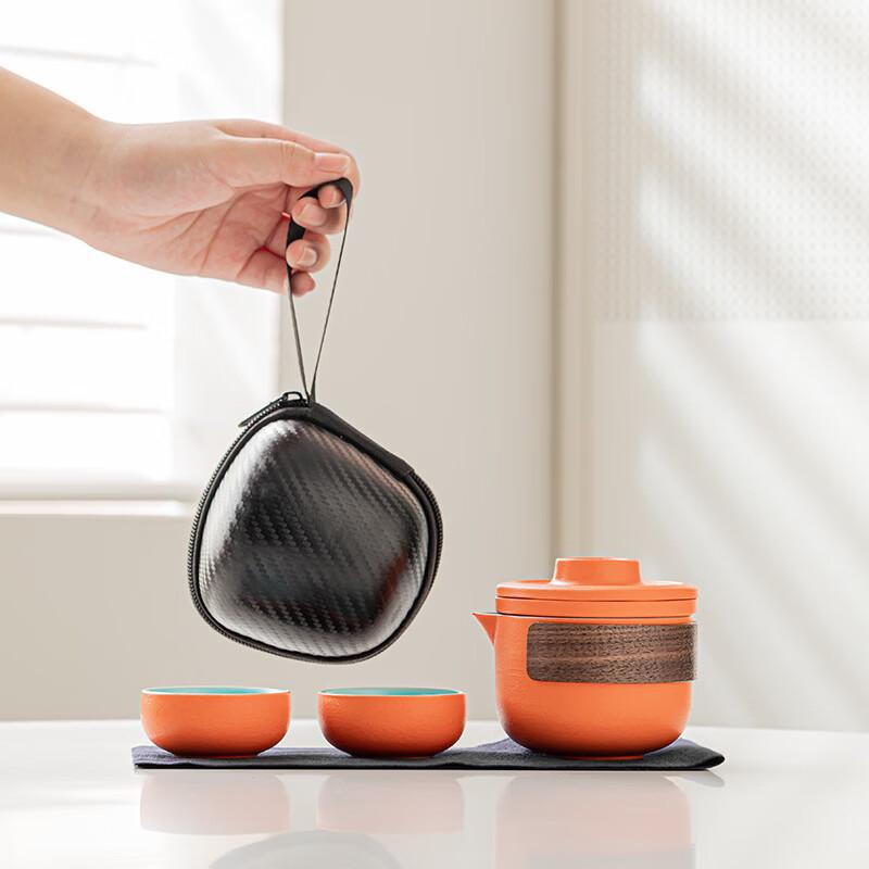 Simple Coarse Pottery Portable Travel Tea Set