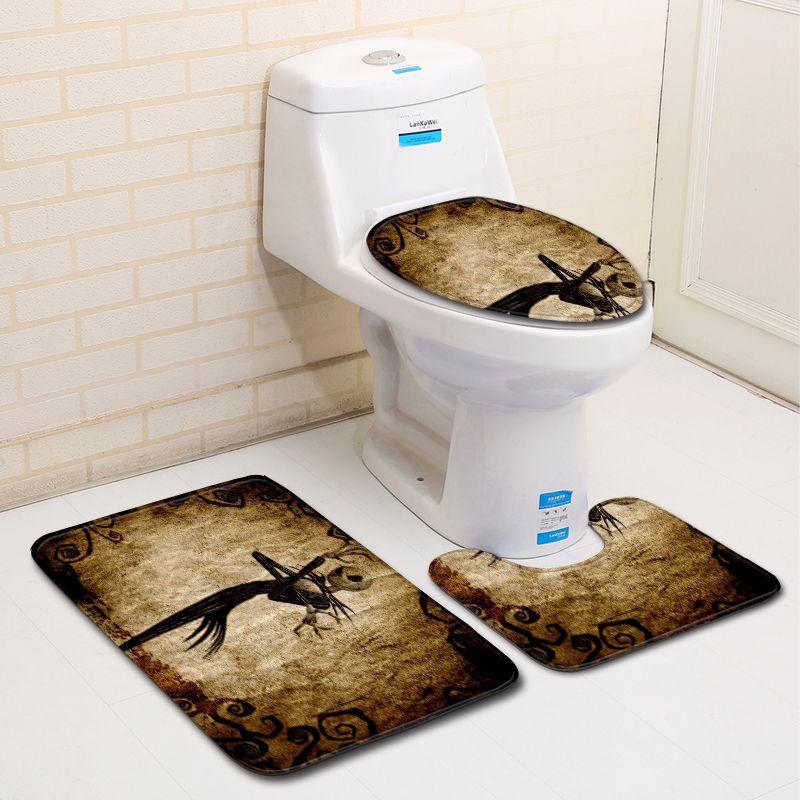Halloween Bathroom Toilet Three-Piece Floor Mat Doormat Bathroom Carpet