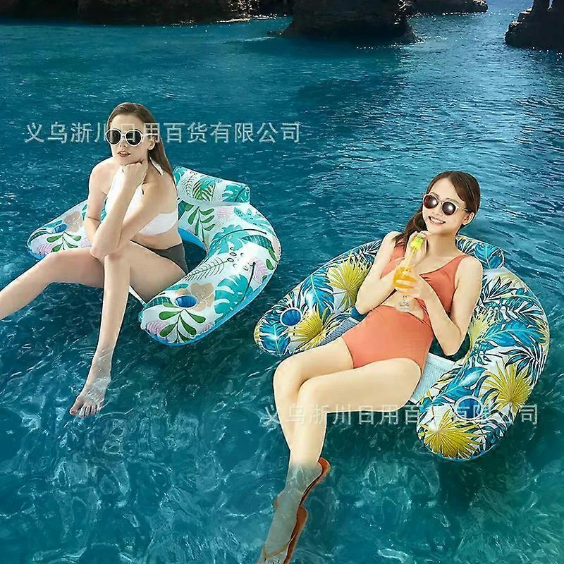 Pool Floats, Inflatable Pool Float Chairs with Cupholders & Handles, Pool Floats Perfect for Pool Lake & Rivers, Pool Toys Party, Relaxing Inflatable 
