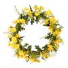 Artificial Daisy Wreath 35cm Diameter Faux Flower Wreath Spring Home Decoration for Door Wall Yellow