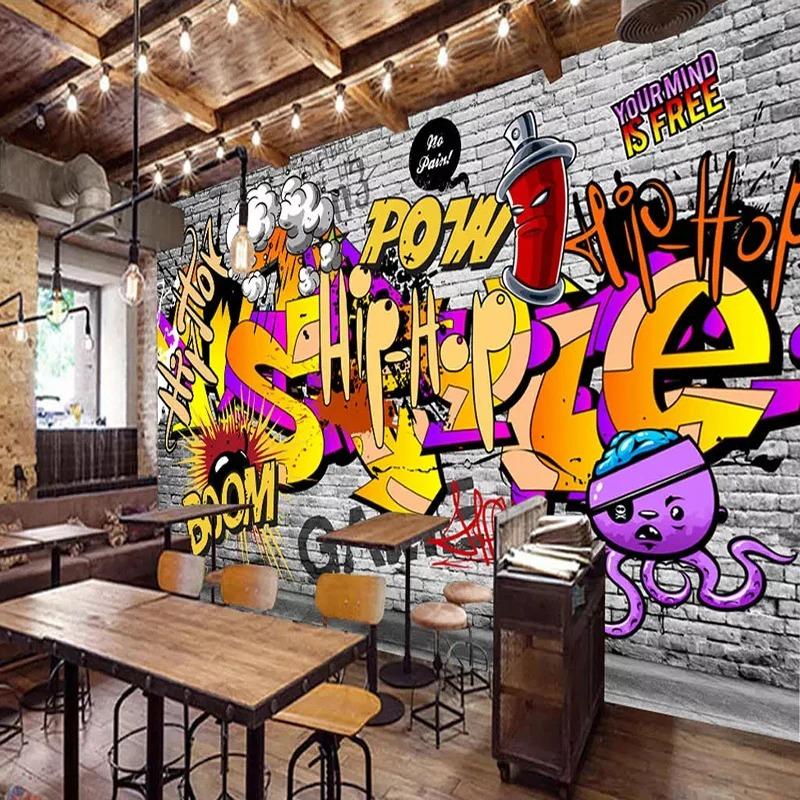 Photo Wallpaper 3D Graffiti Mural KTV Bar Background Wall Painting Restaurant Modern Creative Wall Papers For Walls 3D