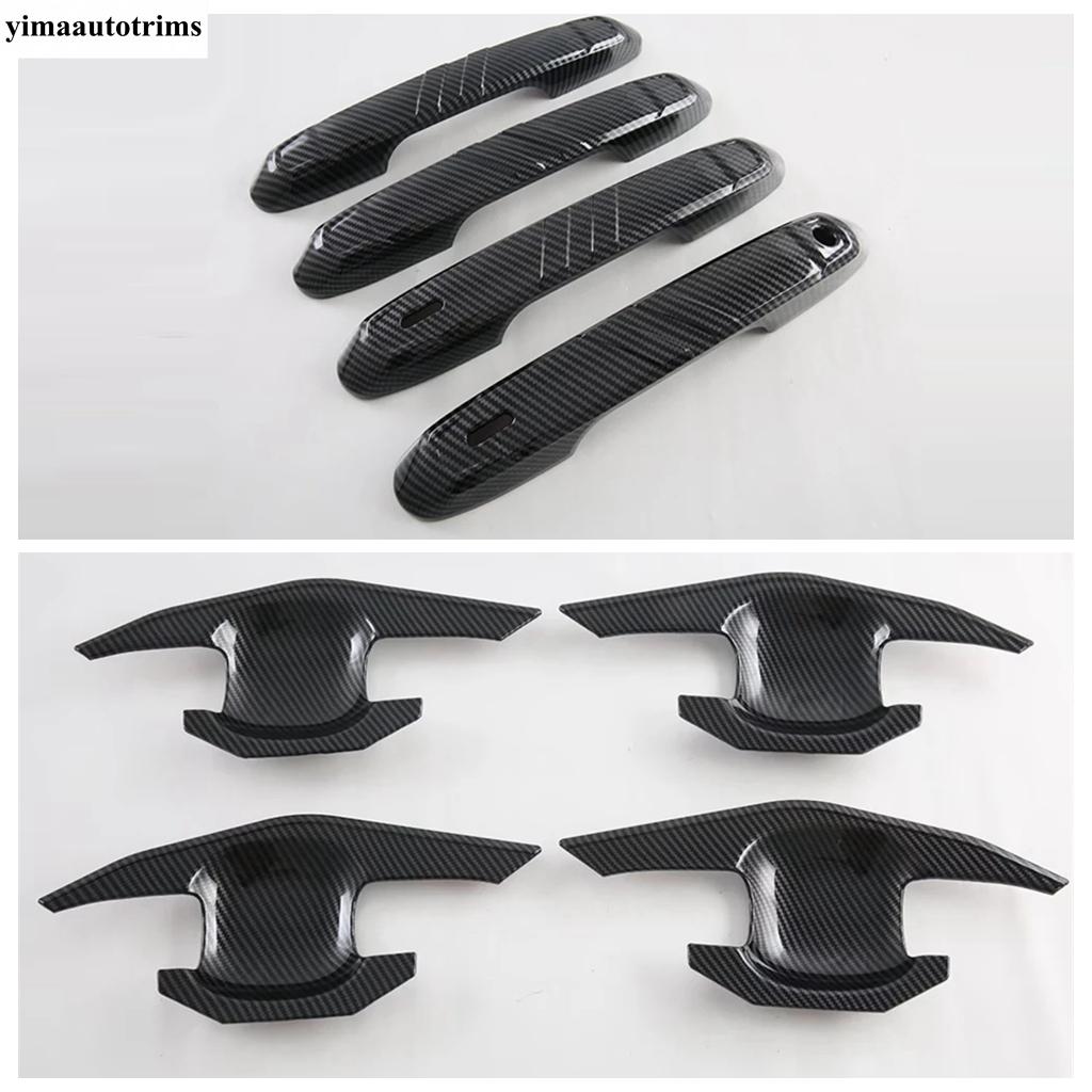 Car Door Handle Bowl Decoration Protection Cover Trim Carbon Fiber Accessories For Toyota Land Cruiser 250 Prado LC250 2024 2025