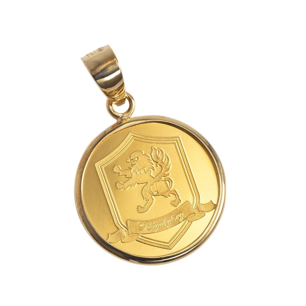 Speranza 24K Pure Gold Coin Pendant Crown Simple Frame with 18K Engraving 1/25oz