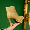 Moda FHC Europeia 9cm Botas Curtas Femininas, Botins Slim da Moda, Botas de Salto Alto Quadrado, Bico Fino, Zíper Lateral, Preto, Bege, Damasco, Dropshipping