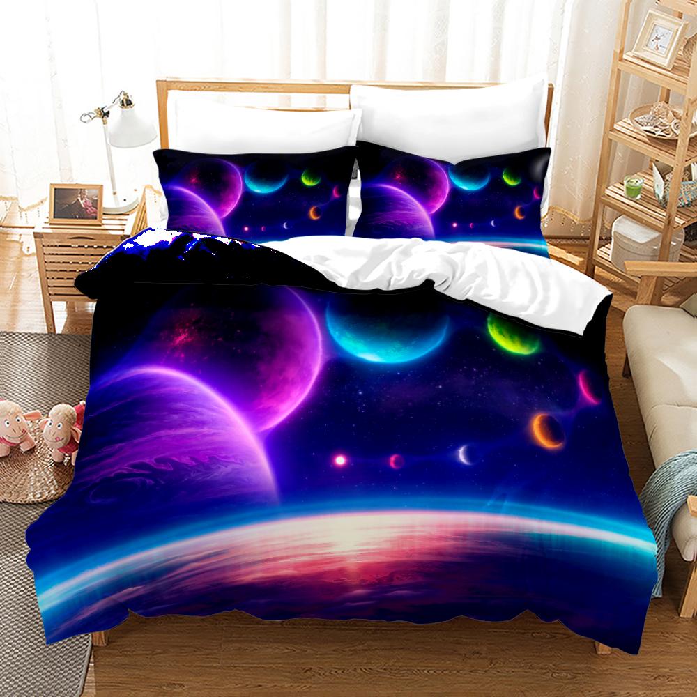 Space Galaxy Bedding Set Bedspread Single Twin Full Queen King Size Sky Milky Way Planet Bed Set Aldult Kid Duvetcover 06
