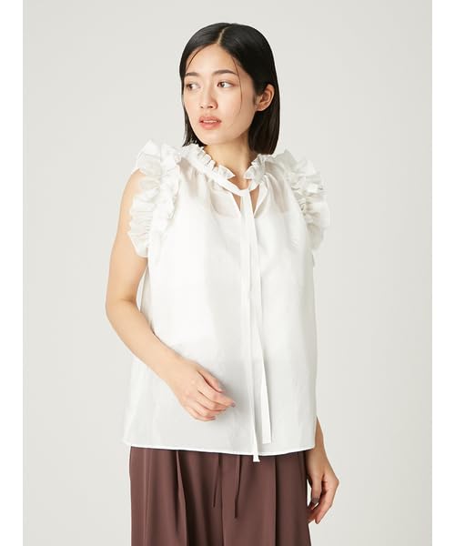 FRAY Gathered Frill Blouse FWFB254163 White I.D. Women's 2-Way