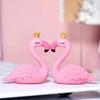 Pink Resin Flamingo Figure Wear King Queen Crown Home Ornament Wedding Gift