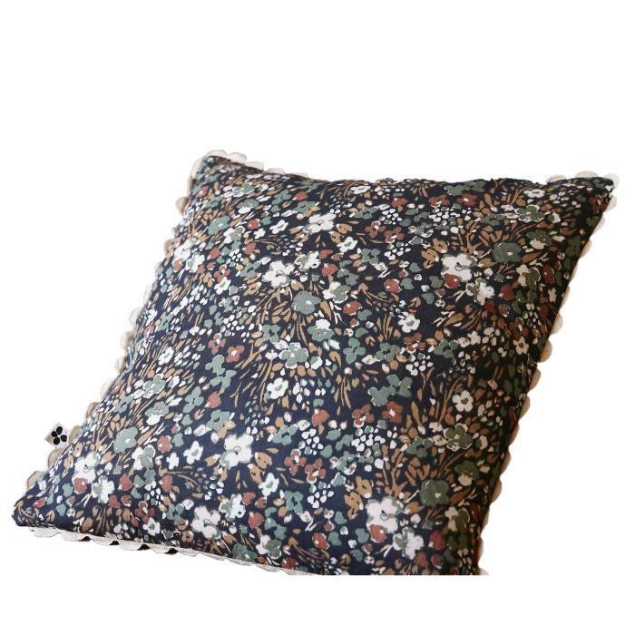 Coussin - Capucine - 40 x 40 cm - Bleu marine - 100% coton - Déhoussable