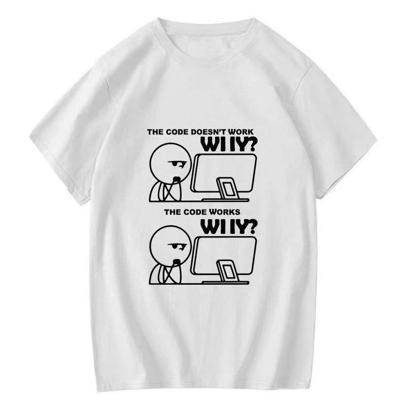 

100% Pure Cotton Men s women s T-shirt, Funny Programmer Printed Summer T-shirt, High Quality Y2k Autumn and winter innerwear 4XL