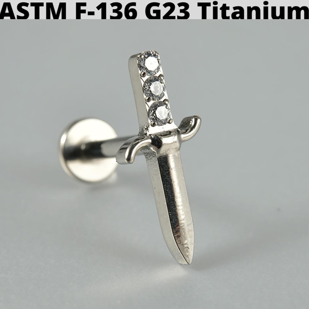 Cz Four Pointed Star G23 Solid Titanium Cartilage Earrings Stud 16G Internally Threaded Sun Helix Ear Tragus Piercing Jewelry