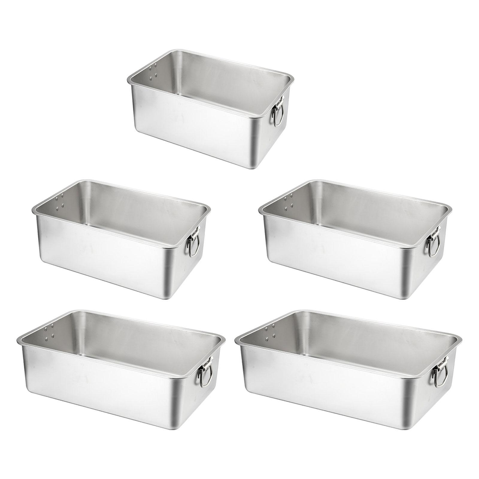 

Stainless Steel Litter Box High Sided Kitty Litter Pan Cat Cleaning Basin with Handle Cat Toilet Steam Table Pan Pet Litter Tray 40cmx30cmx7cm