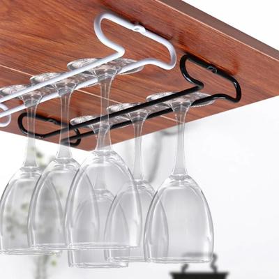 Wine Glasses Holder Bartender Stemware Hanging Rack Under Cabinet Stemware Organizer Glass Goblet Iron Rack Bar Tool Wine Rack
