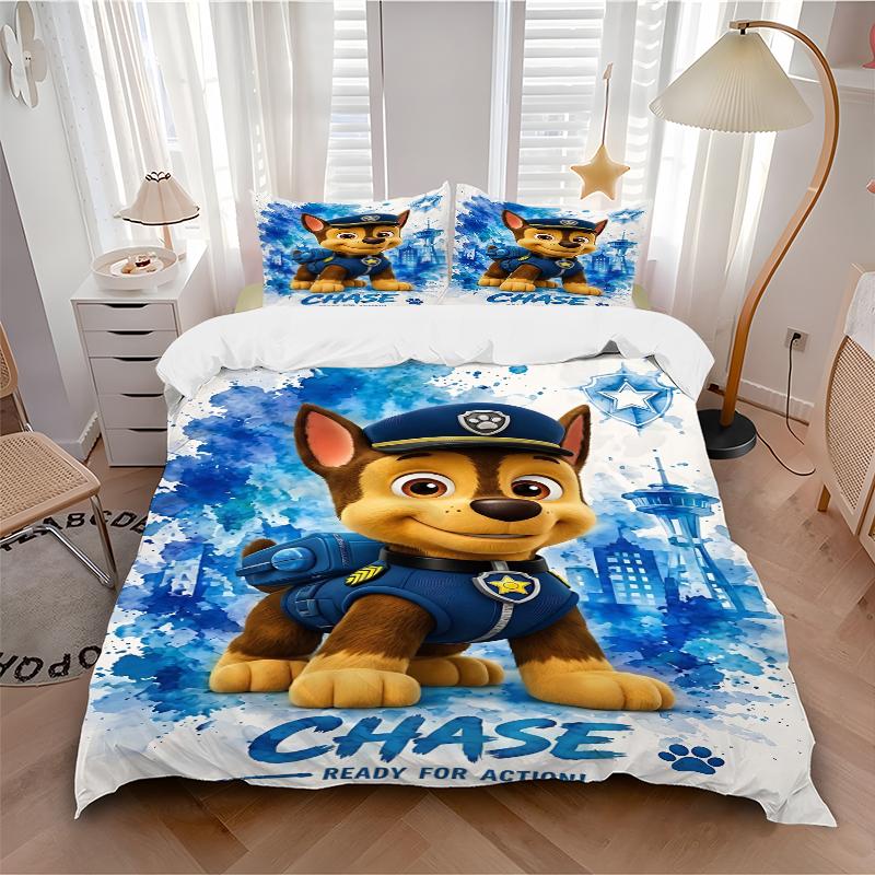 3Pcs Paw Patrol Chase Adventure Bedding Set Quilt Cover Pillowcase Home Christmas Halloween Gift 1 Duvet Cover 2 Pillowcase S1388
