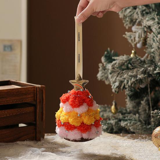 Plush Christmas Tree Ornament Mini Fluffy Christmas Tree Pendant with Star Treetop Multicolored Xmas Tree Shaped Hanging Crafts for Home Party Decor