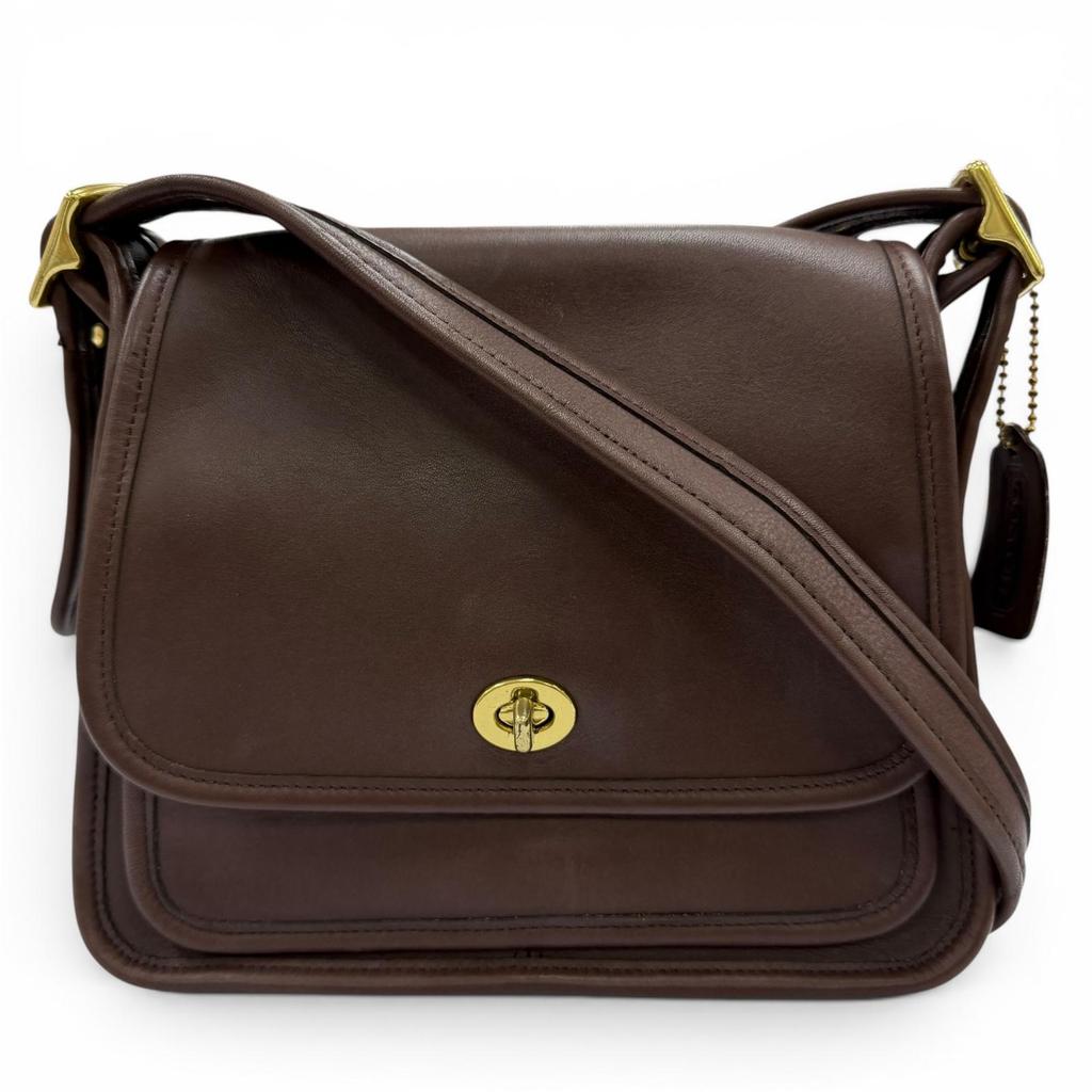 Very Good COACH Shoulder Bag Old Coach Rambler Turnlock Flap Brown Women 9061 Used