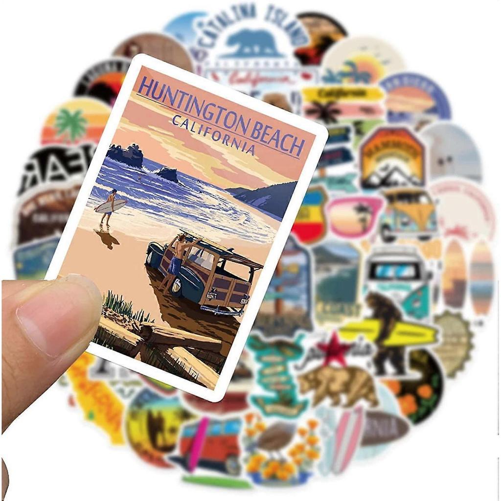 California Stickers (50 Pcs), Travel Vinyl Decal, Waterproof Sticker Pack Perfect for MacBook, Water Bottle, Laptop, Phone, Hydro Flask