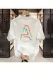 Psychedelic Rainbow Fluid Letter A Dualside Printed Tshirt Men Soft Breathable Cotton Loose Fit Short Sleeve Modern Urban Dail