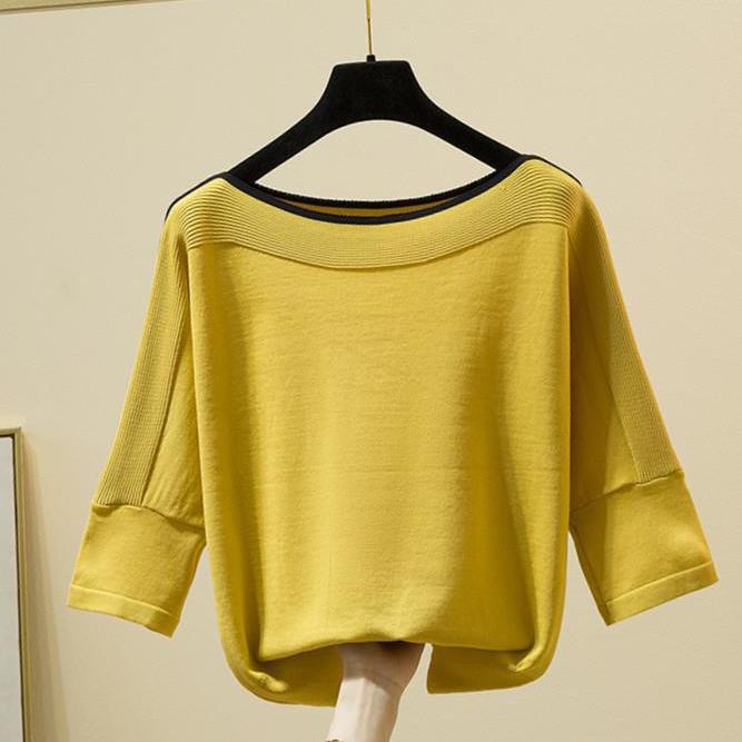 Summer Fashion Women Knitted Solid Tshirt Ice Silk Pullover Short Sleeve Loose Women's Clothing Thin