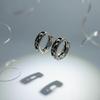 S925 Silver Vintage Cross Antique Huggie Hoop Earrings · From Korea