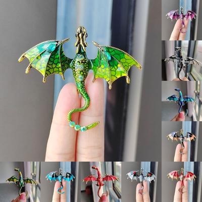 Jewelry Enamel Dragon Brooches Retro Flying Dragon Brooch Office Rhinestone Brooch Pins