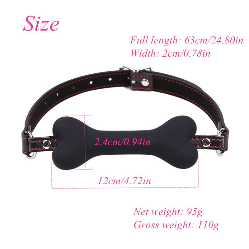 Cute Solid Leather Harness Mouth Silicone Dog Bone Ball Gag BDSM mouthPlug Couples Flirting Sex Products toys Adult Games