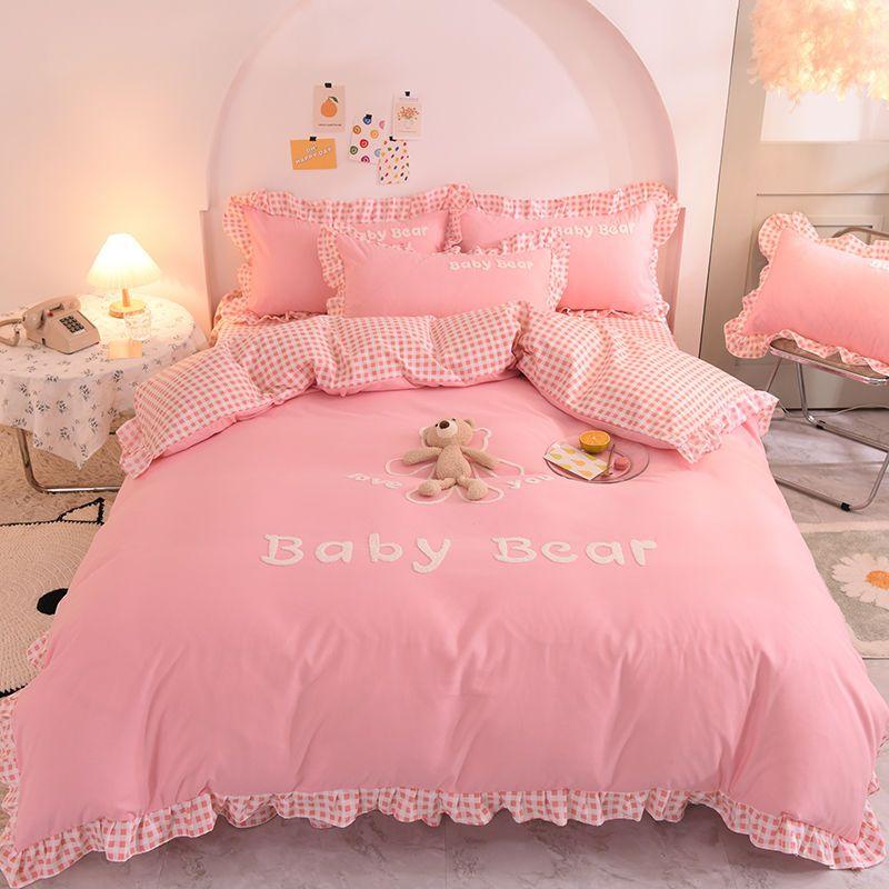 

Четырехсезонный универсальный корейский вариант покрывала из четырех предметов комплект постельного белья в стиле «сердце девушки принцессы» из трех предметов простыня пододеяльник King