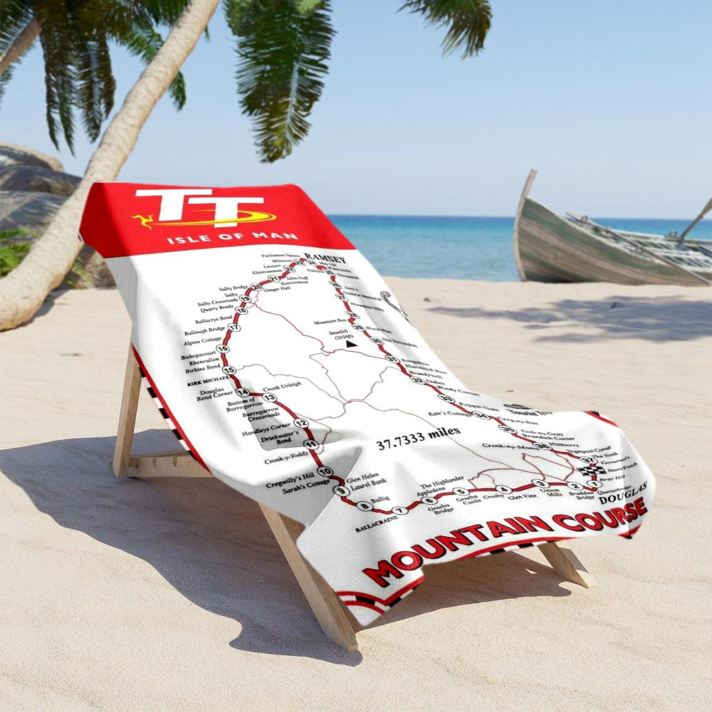 Isle Man Tt Beach Towel Soft Durable Quick-Dry Comfortable Lightweight Suitable for Swimming, Gym, Camping, Yoga Vacation