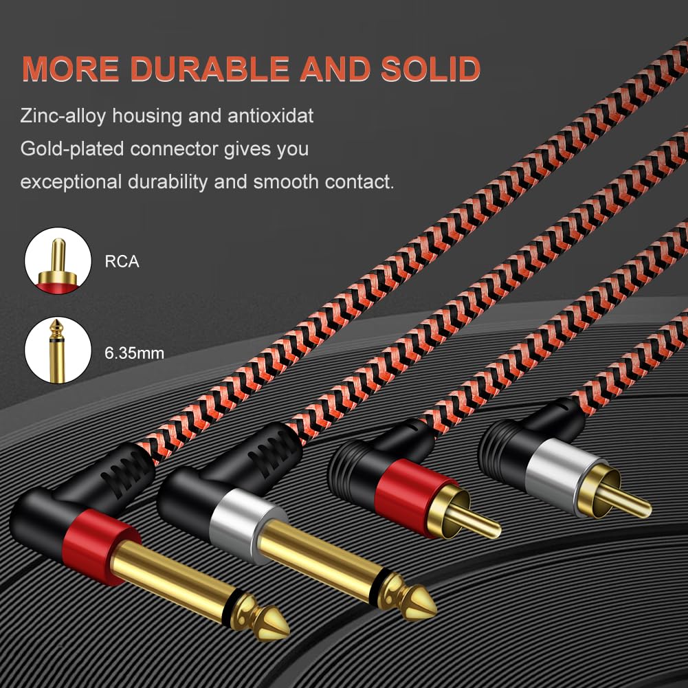 LiuTian Twin TS to Twin RCA Stereo Audio Interconnect Plated Heavy Duty 2 x mm TS to 2 RCA Male Head Adapter Cables 1/4-inch Cable, 6.35 1/4-inch