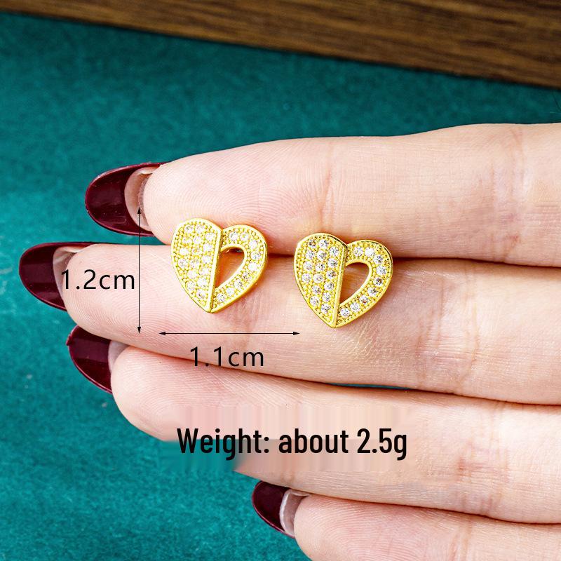 

Популярные серьги-сердечки с бриллиантами, вьетнамское золото «Сердце Купидона» с долговечным сохранением цвета для женщин.