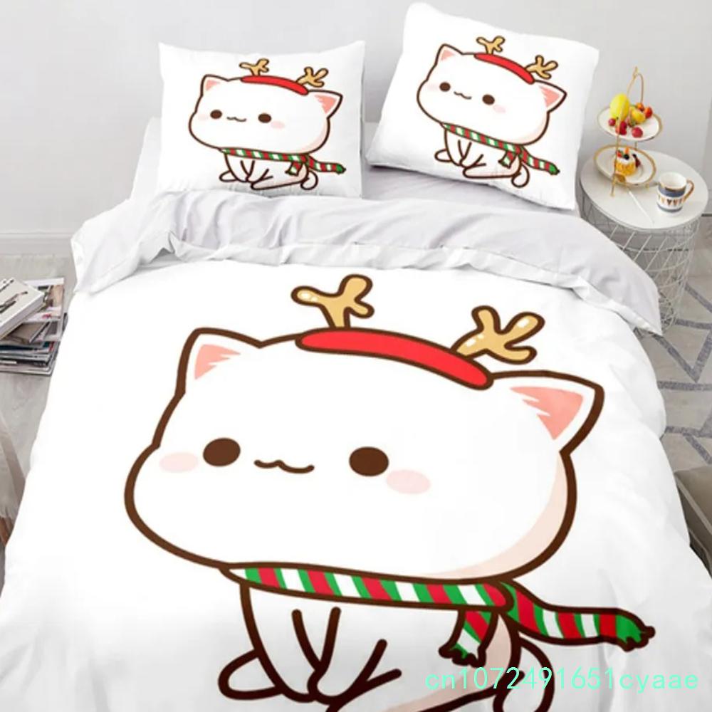 Set da letto gatto pesca cartone animato carino Ragazzi Ragazze Misura Singola Queen Copripiumino Federa Letto Bambini Adulti Moda Tessile per la casa