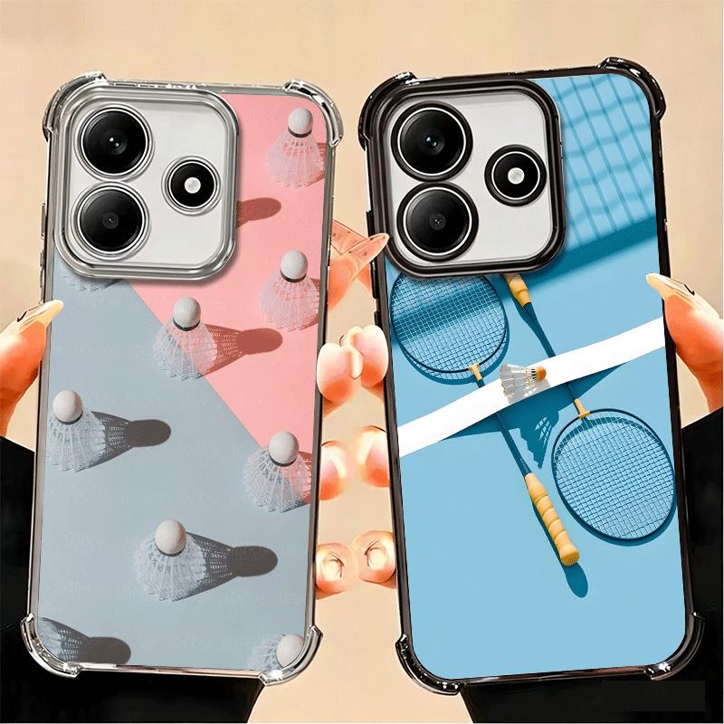 Badminton Sport Plating Phone Case For Xiaomi Poco X5 X6 X7 X8 Pro Max F8 Ultra F7 M8 M7 M5S Redmi 15C 15 14C 13C 13 X3 12C F6