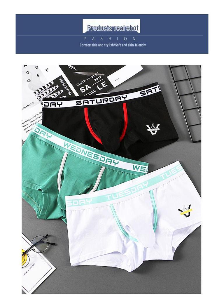 Wangjiang Men's Cotton Trunk Underwear with Gun & Ball Separation, Mid-Waist, Plus Size.