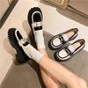 Women's British Style Loafers 35-40 Round Head Square Heel Color Blocking Thick Bottom Leather Shoes Comfortable Commuting Shoes