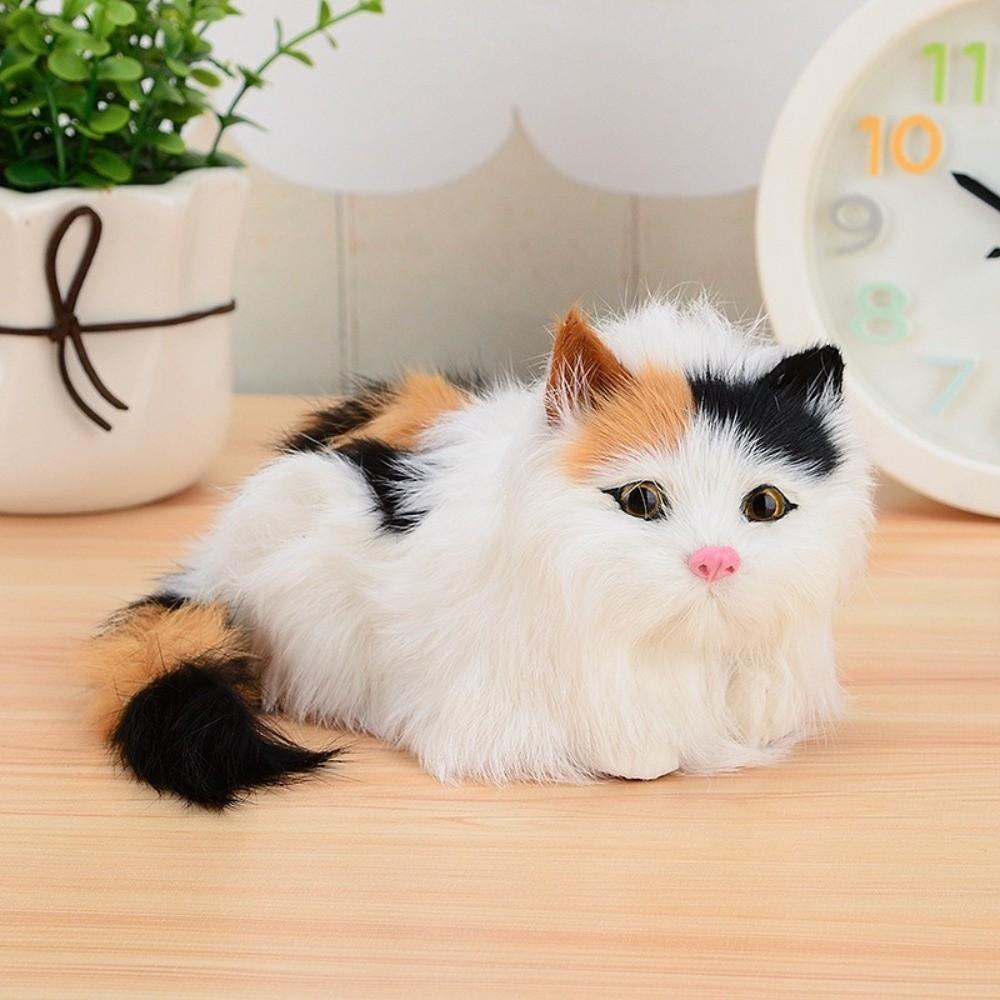 Cartoon Plush Cat Ornaments Long Hair Realistic Kitten Decoration Simulation Cat Doll Collectible