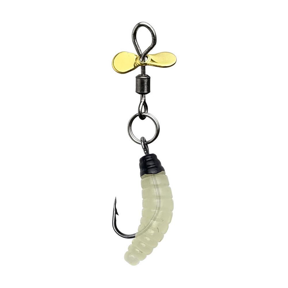 1PC Propeller Bread Worm Fishing Lure Spinner Spinning Bait Rotating Blade Sequin Bionic Fish Lure for Trout Tilapia Perch