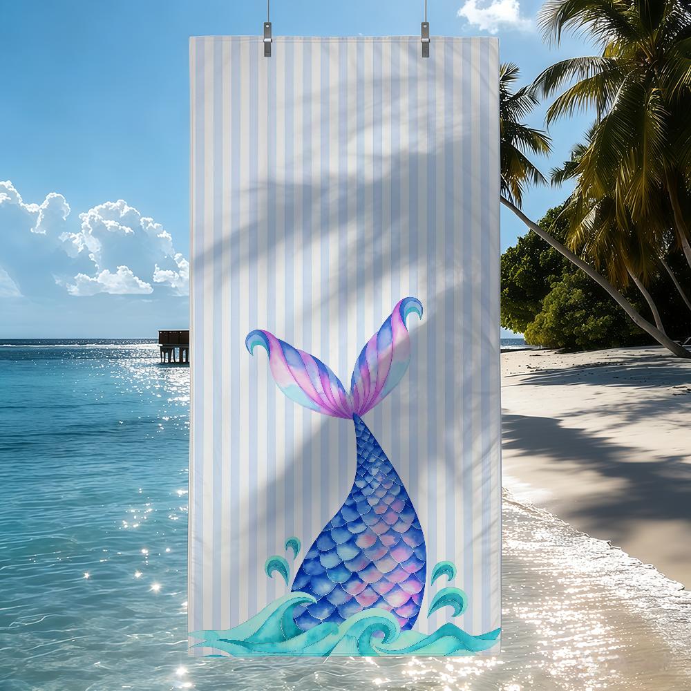Mermaid Tail Dreamlike Fairytale Cartoon Quick Drying Beach Towels Are Suitable For Swimming Pools Camping Yoga And The Gym