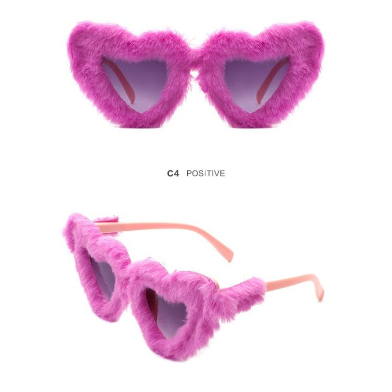 New Fashion Glasses Plush Love Sunglasses Peach Heart Dance Party Funny Heart Sunglasses