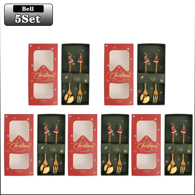 20Sets Christmas Spoon Set Cute Christmas Gift Cutlery Two Sets Father Christmas Doll Dessert Spoon Cutlery Set Christmas