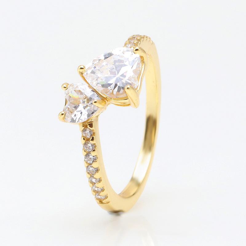 Golden Shining Double Heart Ring - Elegant Fashionable Heart to Heart Love Ring, Perfect Mother s Day Gift Size 58 золотой