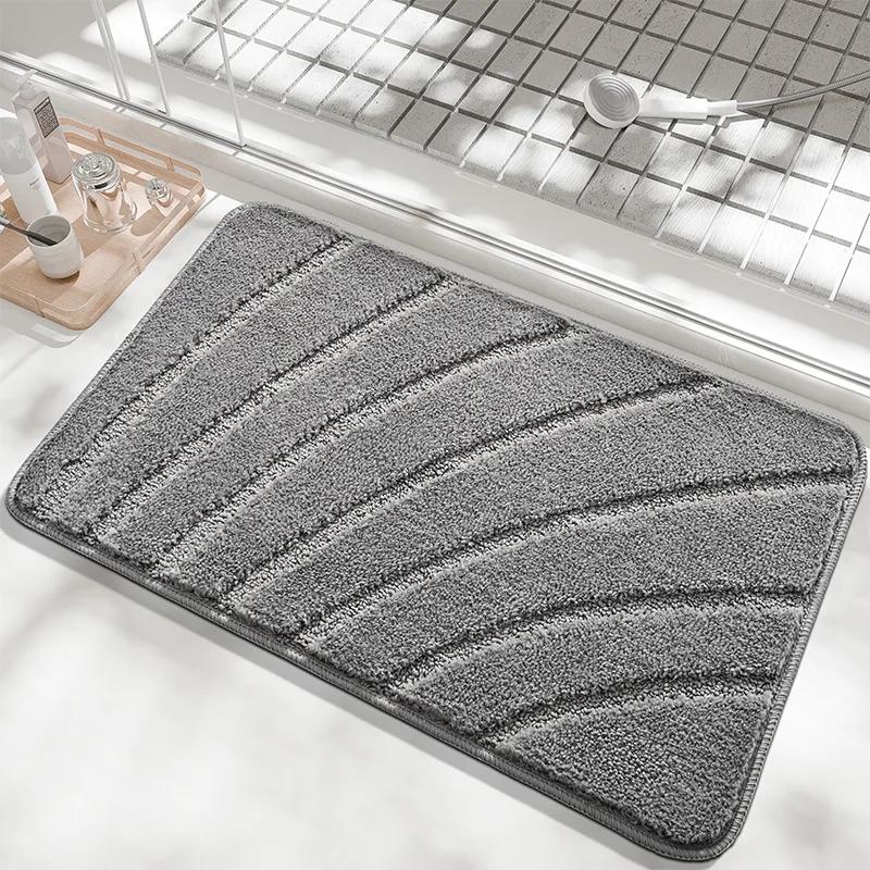 

3D Bathroom Soft Plush Anti-skid Mat Super Absorbent Solid Color Rug for Toilet/Washroom Durable Easy To Clean Carpet Alfombra 40x60cm серый