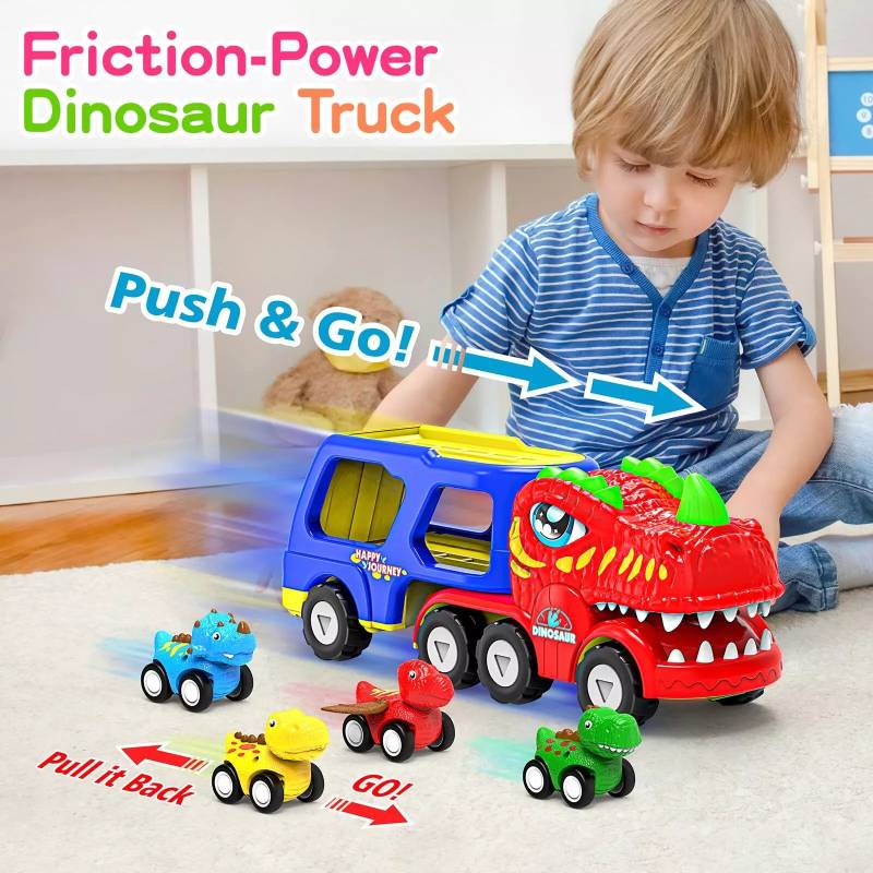 5 1 In Dinosaurs Car Toys Double Decker Transport Cart Lights Education Music