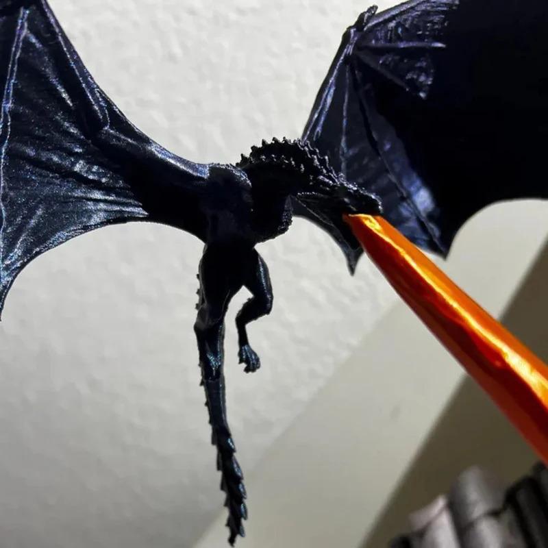 Knižní kout Dračí plamen Socha dýchající oheň Drak Gotický ornament Halloweenský dárek k narozeninám Dekorace police