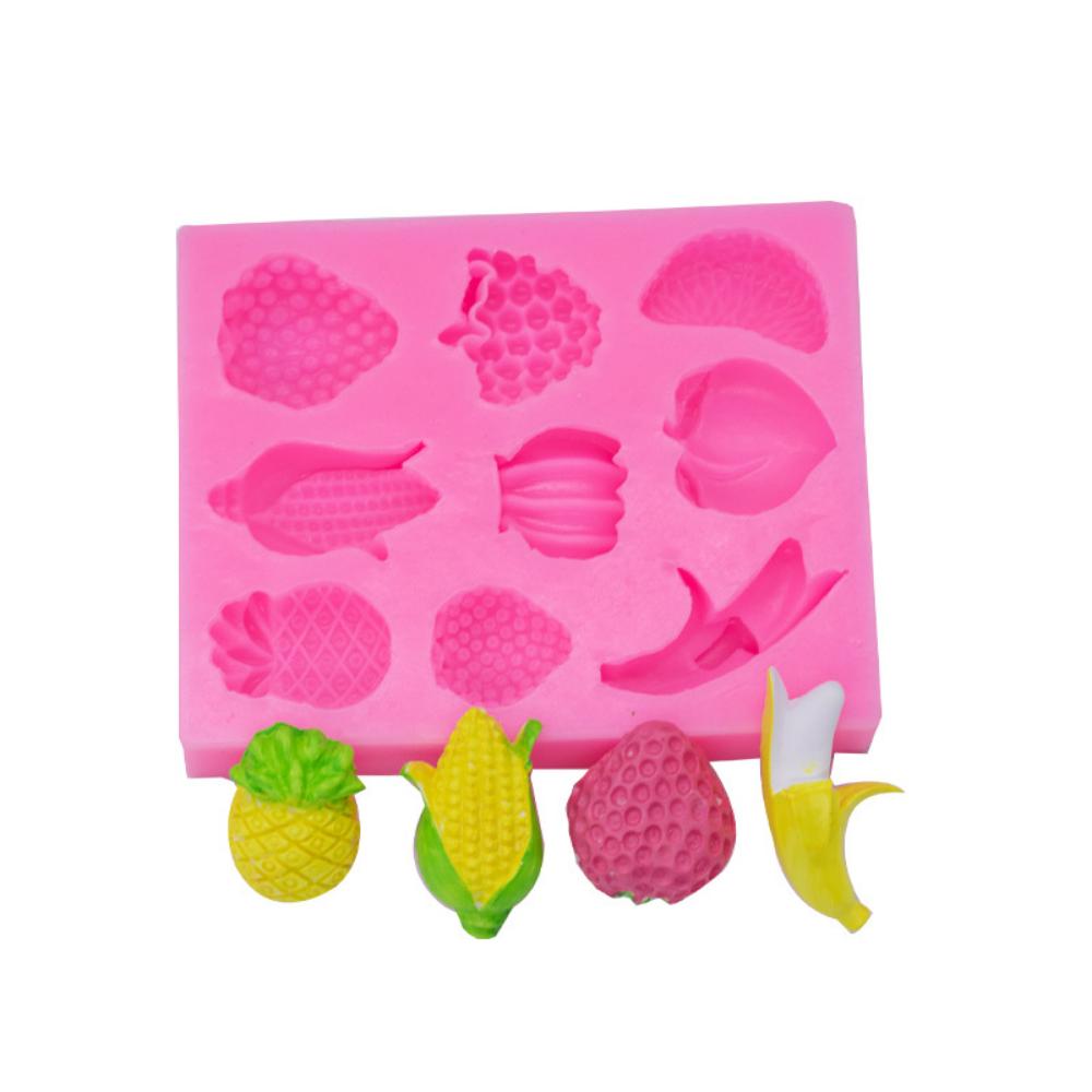 Multiple Fruit DIY Fondant Cake Banana Grape Strawberry Peach Orange Corn Silicone Mold
