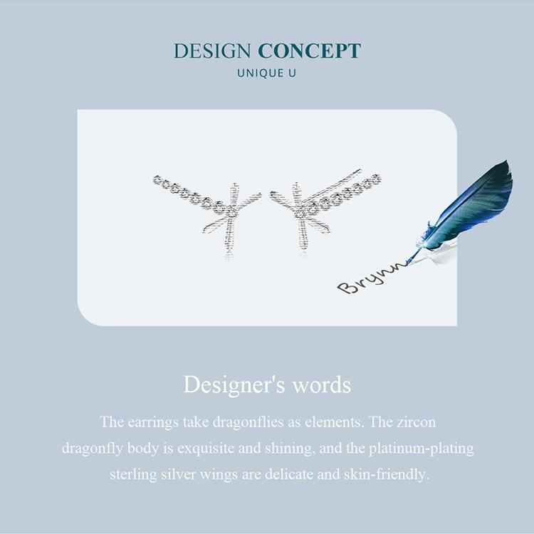 BAMOER Authentische 925 Sterling Silber Libellen Ohrstecker Ohrringe Insektenohrringe mit langem Schwanz für Frauen Geschenk Zirkonia Echtschmuck
