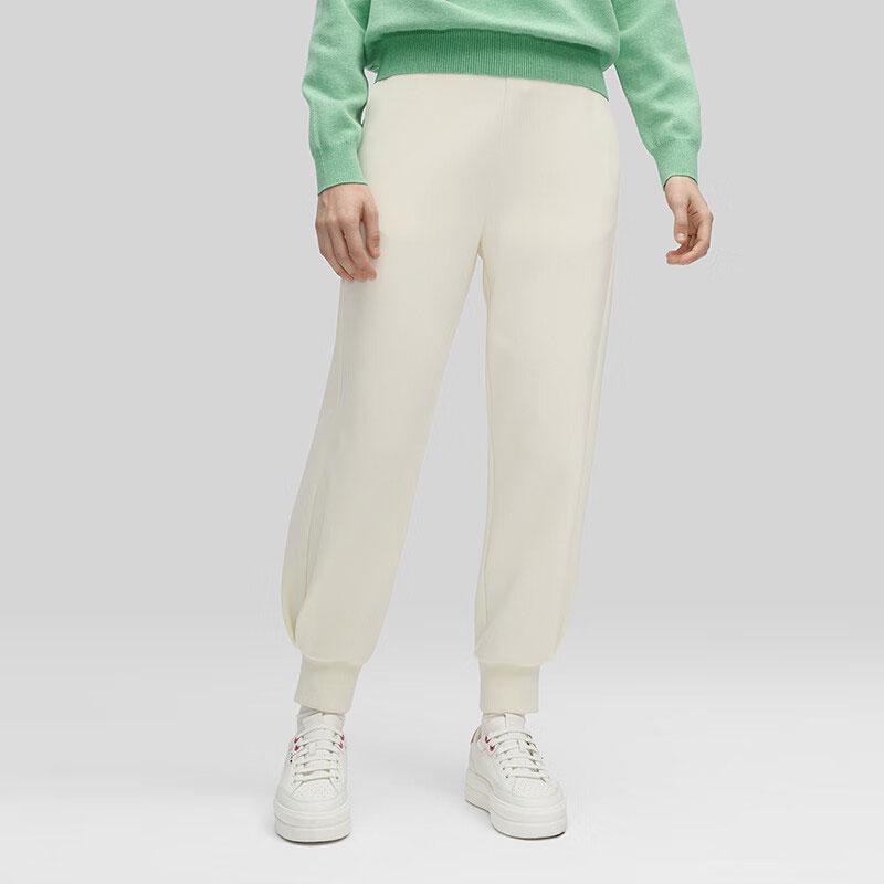 FILA Emerald Solid Color Tapered Casual Mid-Stretch Knit Sports Pants Women pants Jade-White F11W414607F-IV