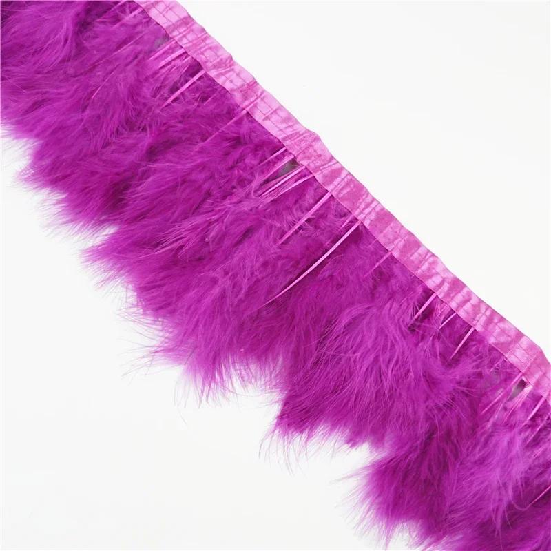 2 Mètres Bordure de Plumes de Marabout Moelleuses Bords Frange 6-8" Plumes de Dinde Blanches Noires Décor Vêtements sur Bande Artisanat Ruban Décoration