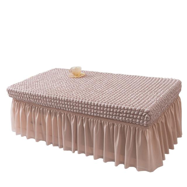 Bench Cover Ottoman Cover Foot Stool Slipcover Rectangle Stretchy 3d Seersucker Folding Storage Stool Household Furniture Guard S (length120-130cm) розовый