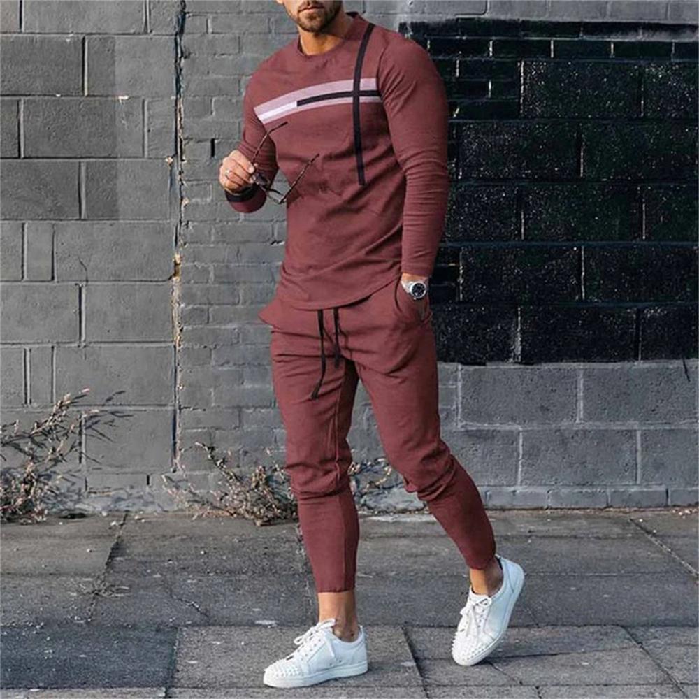 Men Sweatshirt Sweatpants Sets Print Men's Clothing T Shirt Pants Suits Oversized T-shirts Trousers Outfits Male Tops Tracksuits