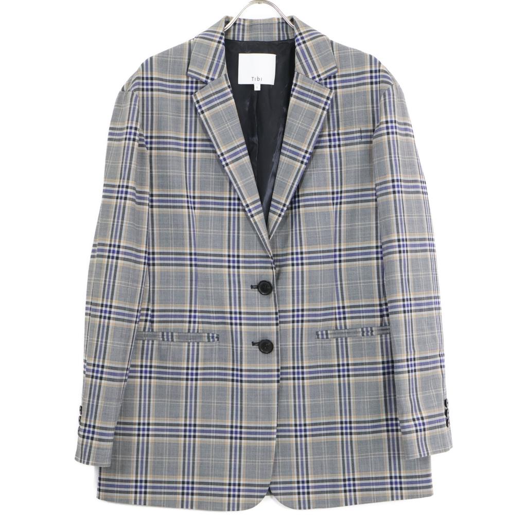 tibi [Excellent Condition] 430-8250850 Oversized Checked Blazer, Checked, Oversized Tailored Jacket S grayUsed